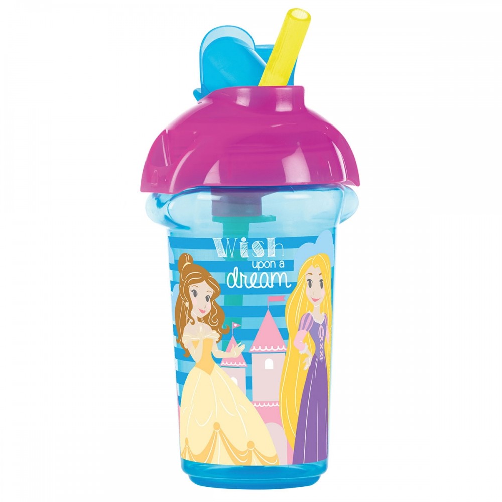 Tasse avec paille à rabat princesse Disney