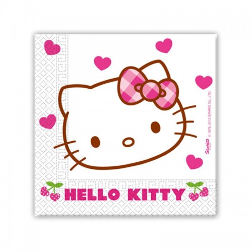 20 serviettes Hello Kitty en papier 33x33cm