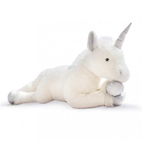 Peluche licorne couchee 85 cm, peluche